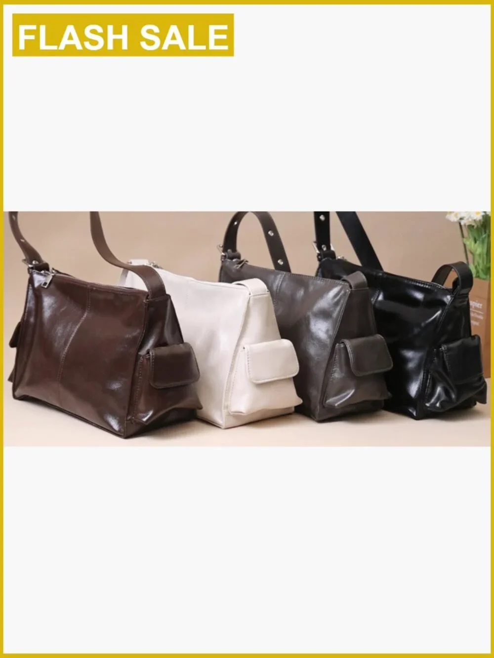 Vegan Leather Hobo Slouchy Shoulder Bag with Adjustable Strap Y2k